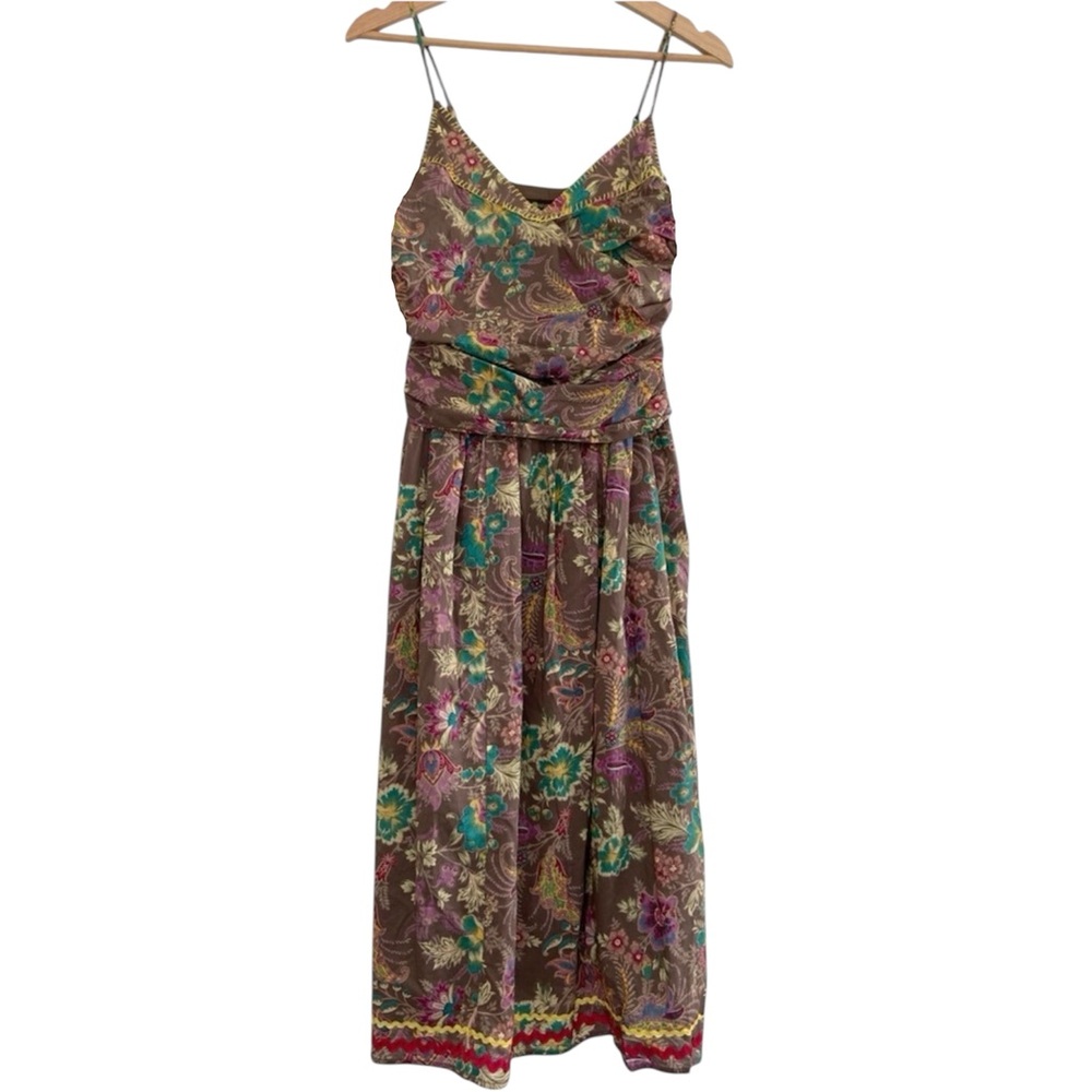 NWT Floral Cotton Dress Y2K Embroidered Boho Cottage Whimsy Twee Fairy Dex Sz 6